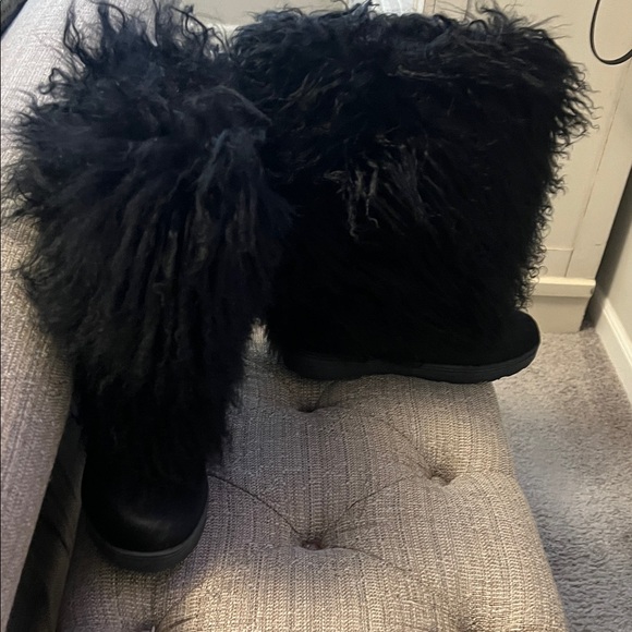 BearPaw Black Furry Winter Boots - Picture 2 of 3